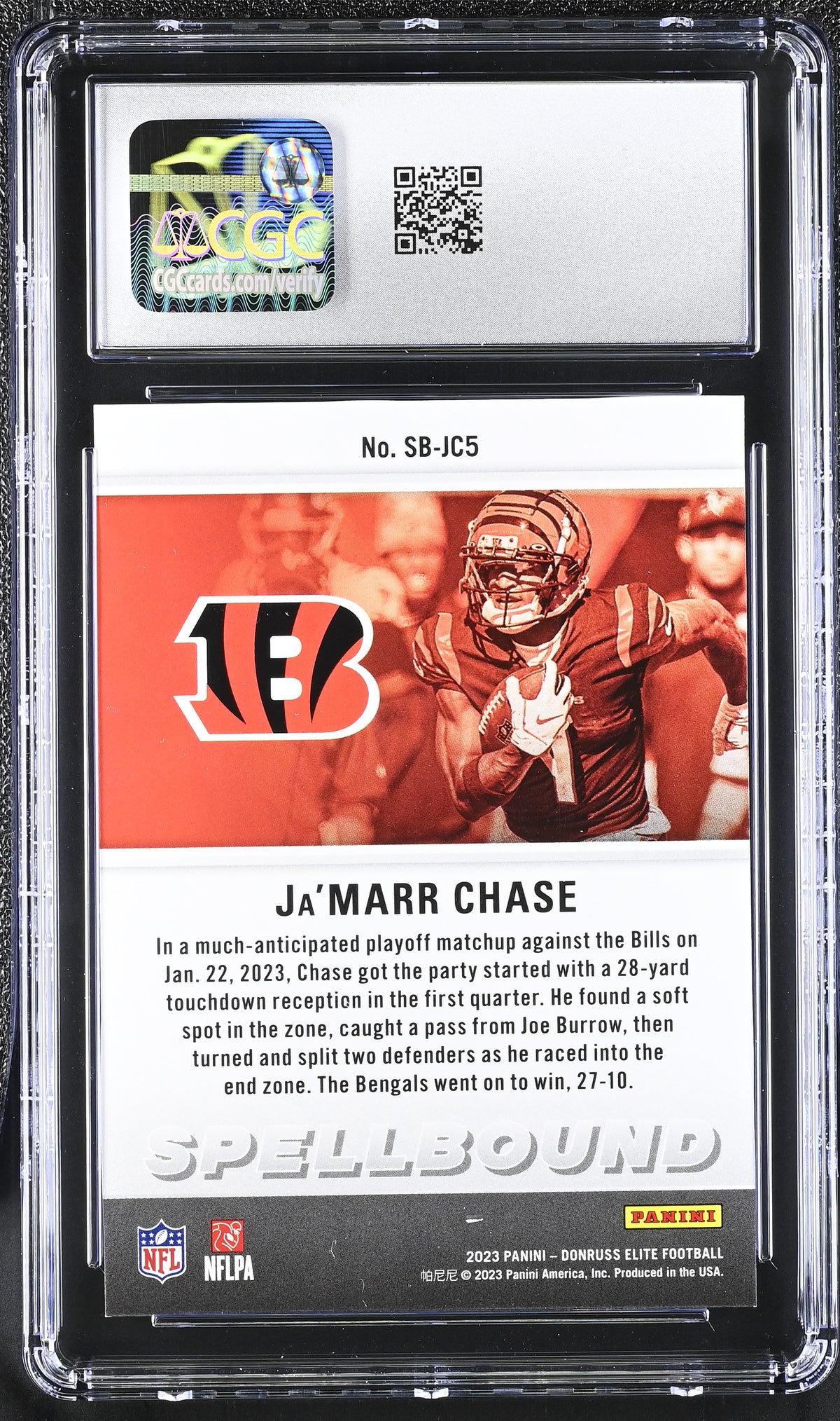 2023 Elite #SB-JC5 Ja'Marr Chase Spellbound 14/75 CGC 10-2