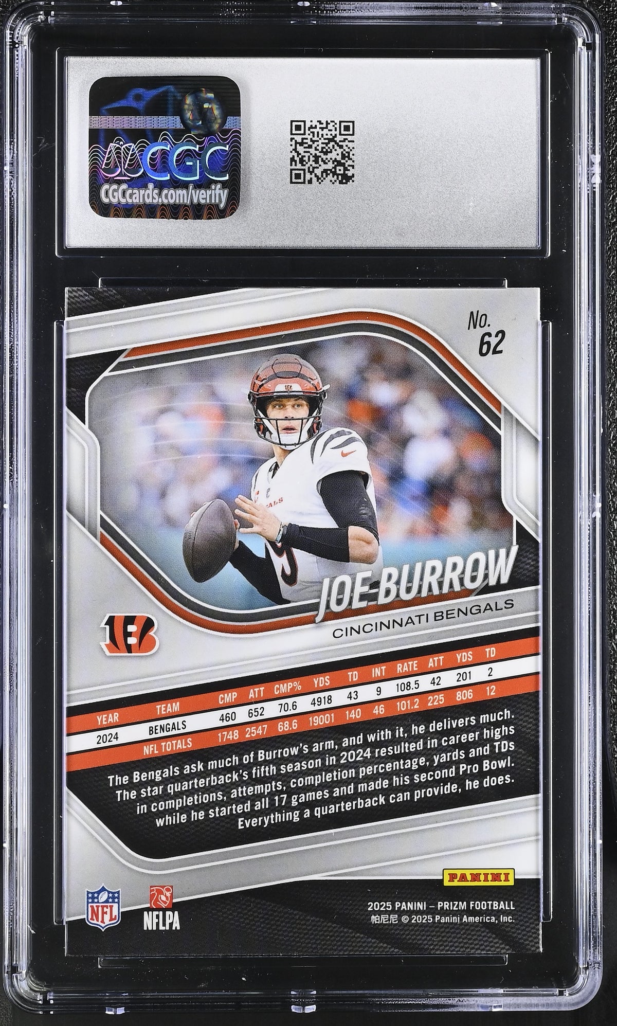 2025 Panini Prizm #62 Joe Burrow CGC 10-2