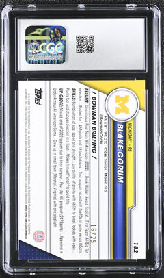 2023 University Sapphire #182 Blake Corum Orange 16/25 CGC 10-2