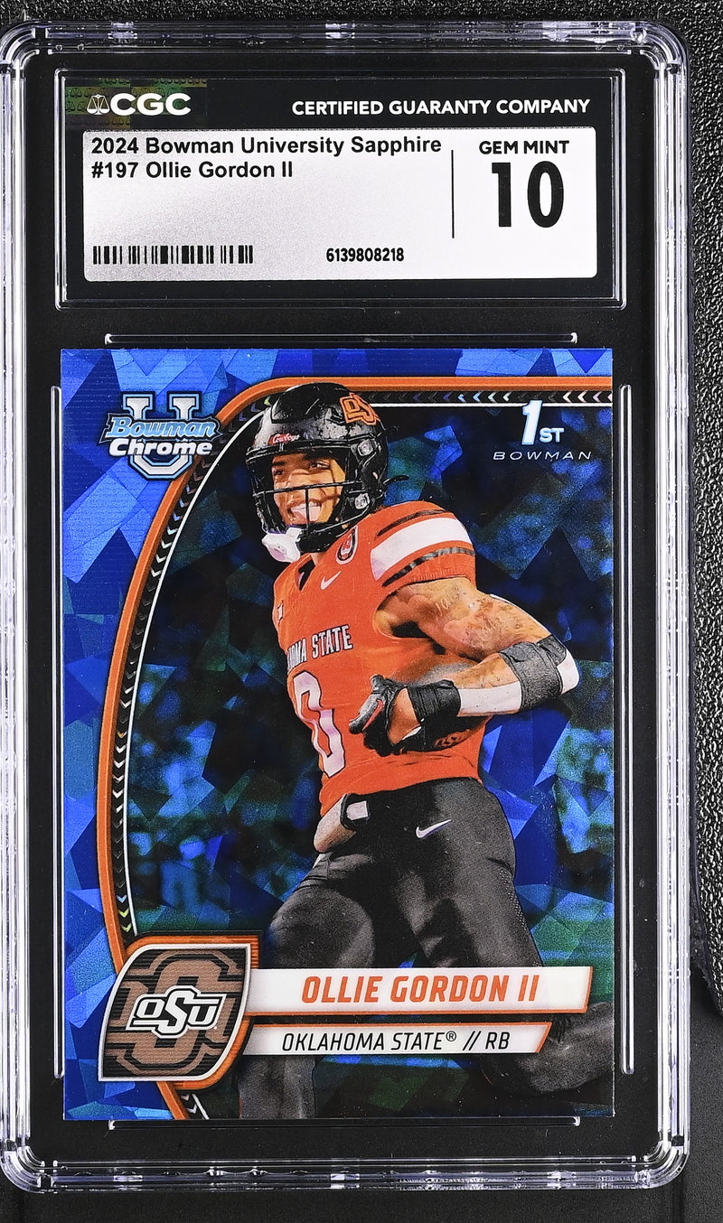 2024 Bowman University Sapphire #197 Ollie Gordon II CGC 10-1