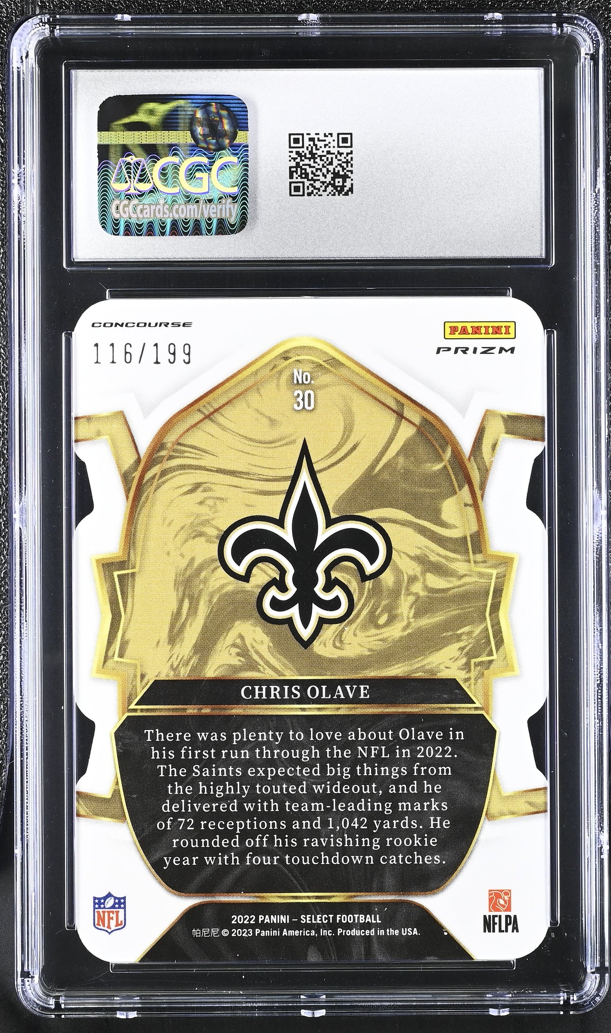 2022 Select #30 Chris Olave Orange Die-Cut 116/199 CGC 10-2
