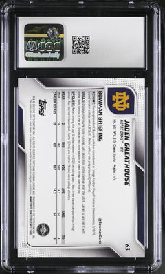 2025 University Sapphire Orange 19/25 #63 Jaden Greathouse CGC 10-2