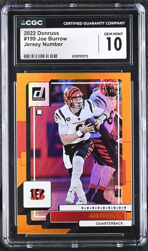 2022 Donruss #199 Joe Burrow Jersey Number 6/9 CGC 10