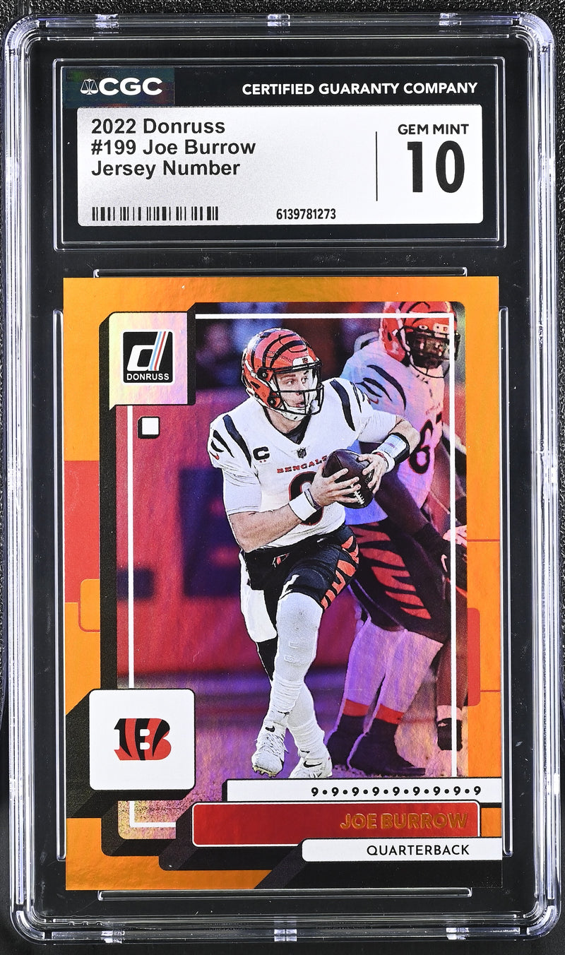 2022 Donruss #199 Joe Burrow Jersey Number 6/9 CGC 10-1