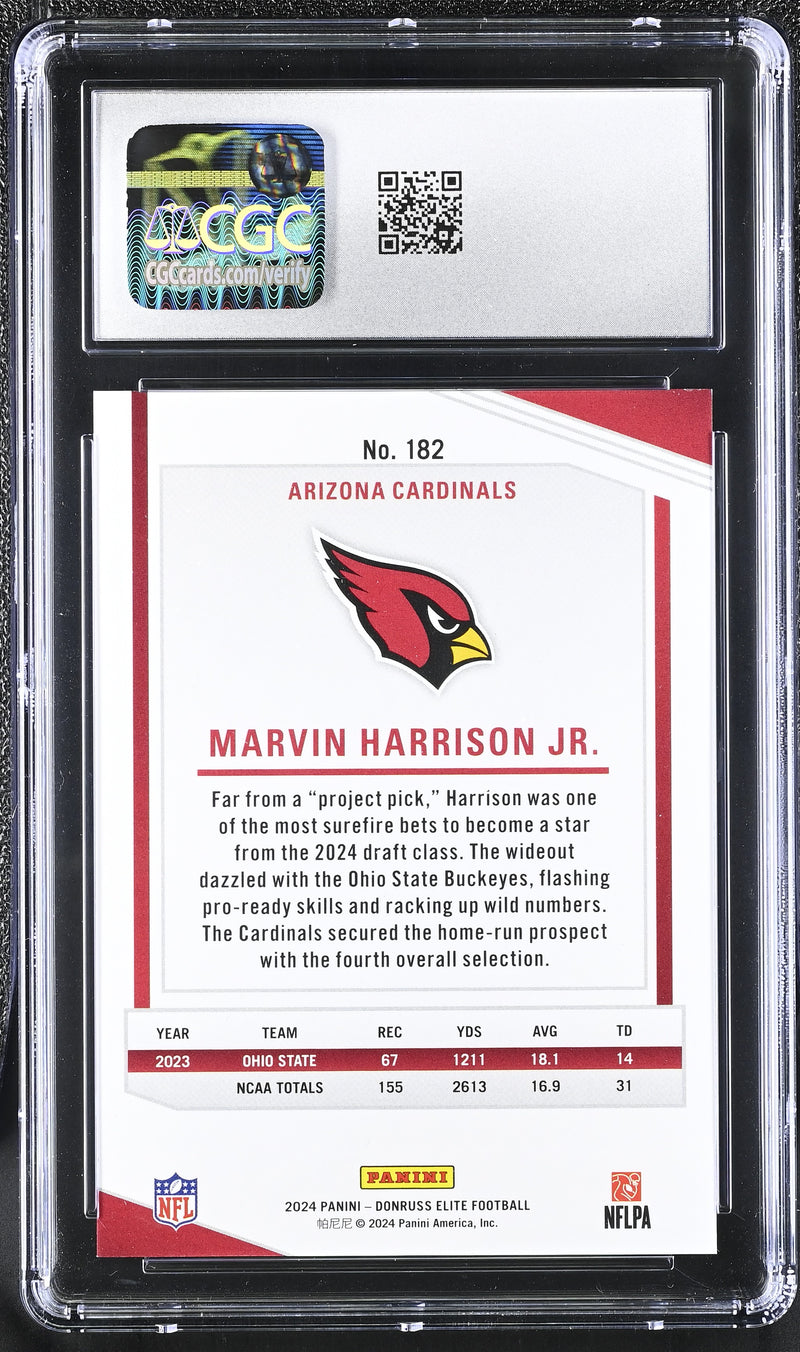 2024 Elite #182 Marvin Harrison Jr. Purple 35/49 CGC 10-2