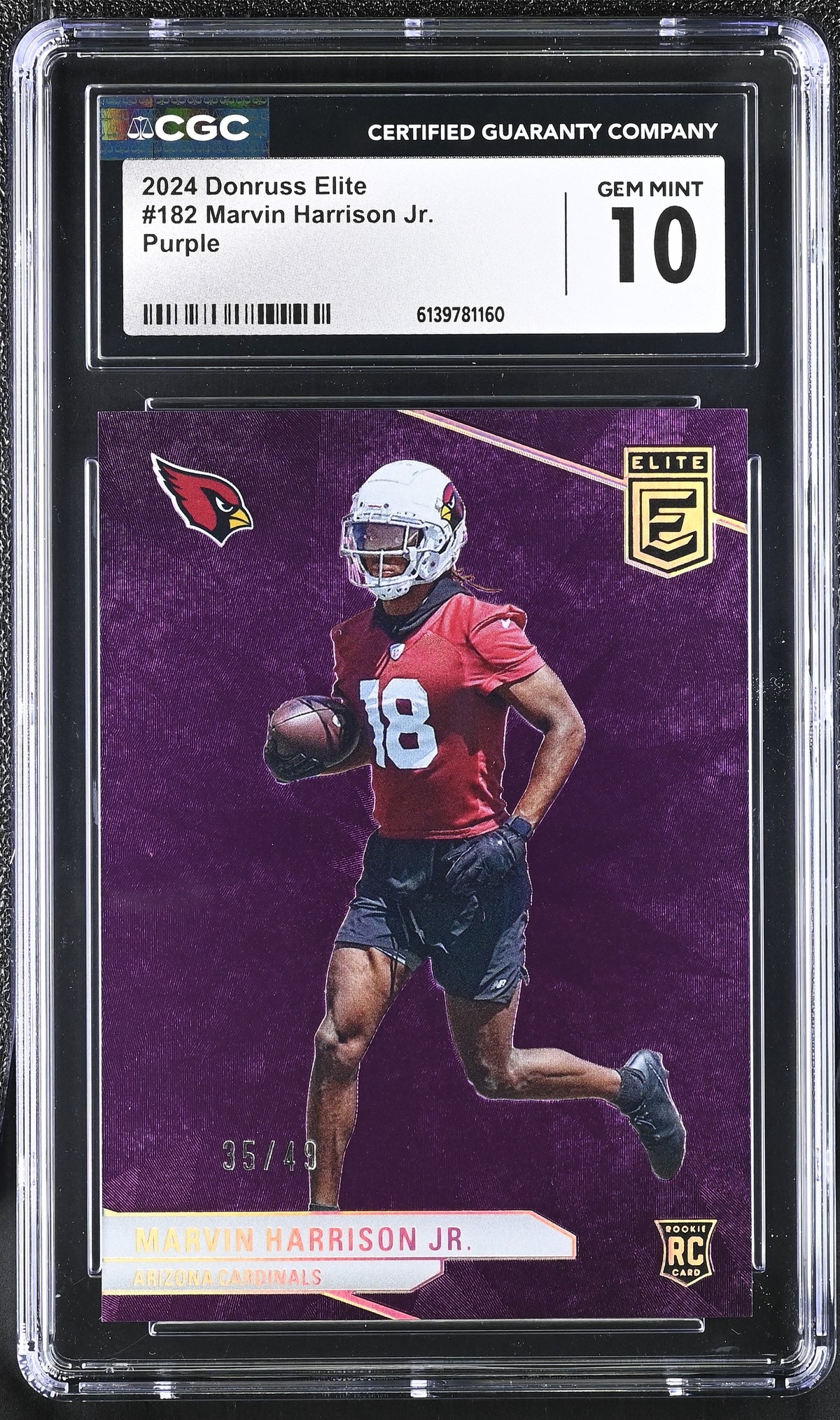 2024 Elite #182 Marvin Harrison Jr. Purple 35/49 CGC 10-1