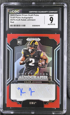 2025 Prizm Draft Picks #DPA-KJN Kaleb Johnson Draft Picks Autographs 224/399 CGC 9-1