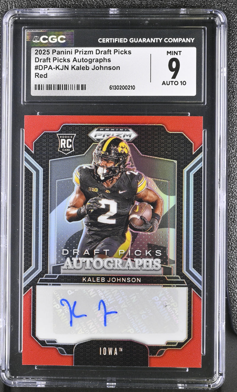 2025 Prizm Draft Picks #DPA-KJN Kaleb Johnson Draft Picks Autographs 224/399 CGC 9-1