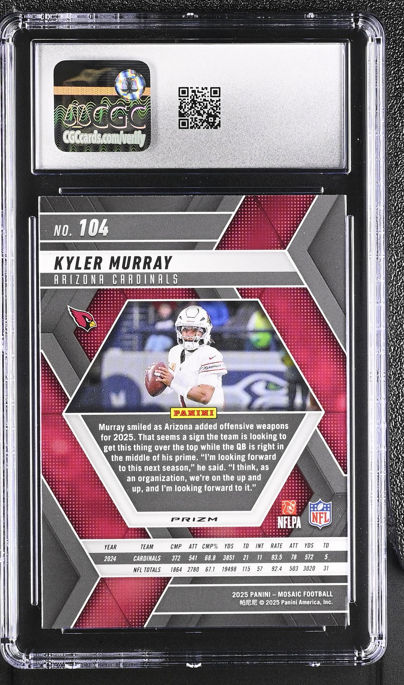 2025 Mosaic Reactive Purple #104 Kyler Murray CGC 10-2