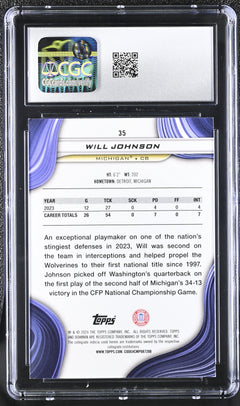 2024 University Best #35 Will Johnson Pink Lava Refractor 94/100 CGC 10-2