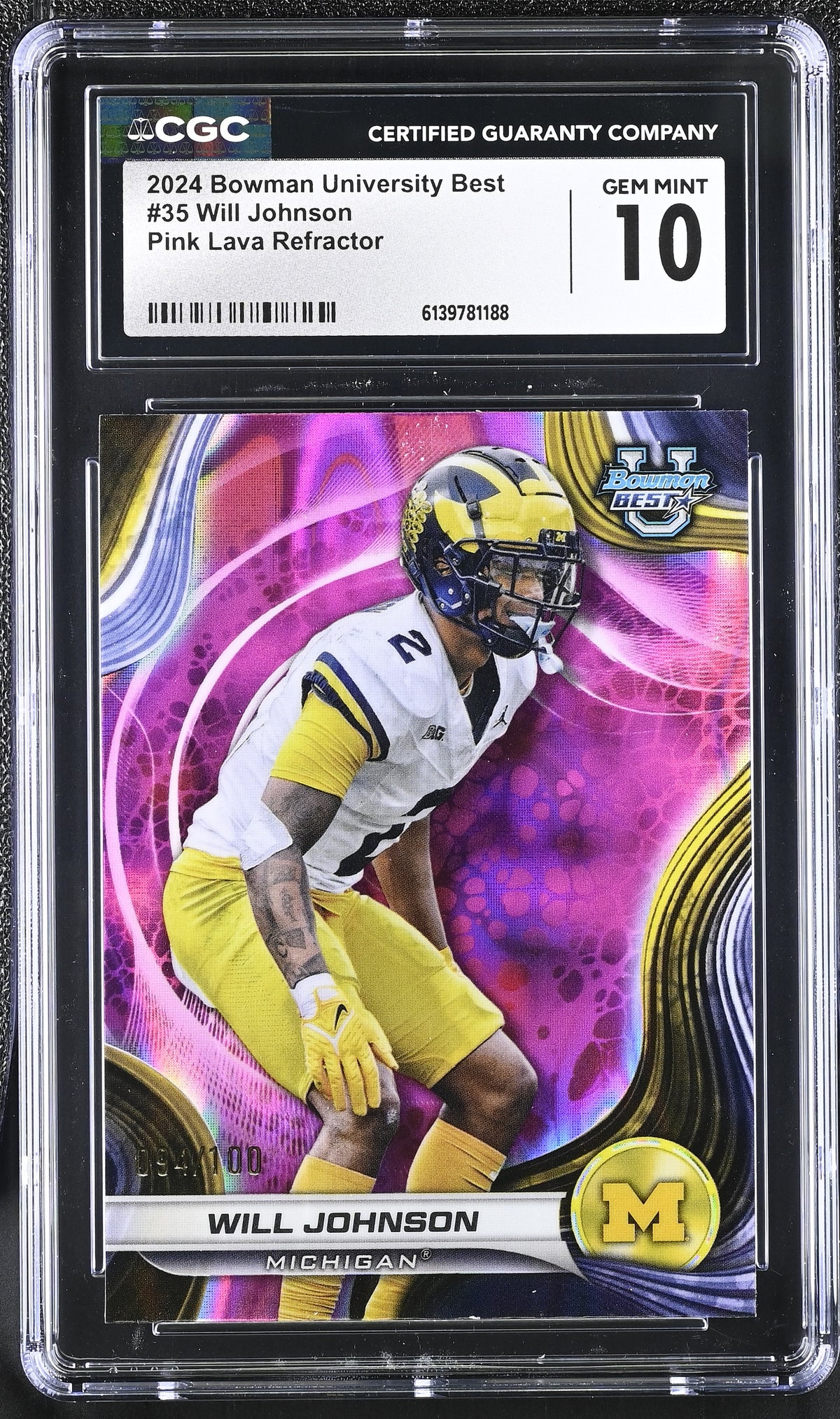 2024 University Best #35 Will Johnson Pink Lava Refractor 94/100 CGC 10