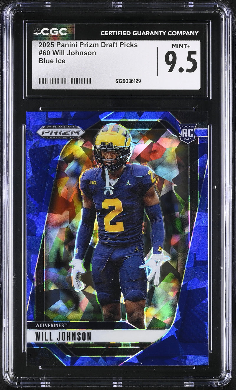 2025 Prizm Draft Picks #60 Will Johnson Blue Ice 90/149 CGC 9.5-1
