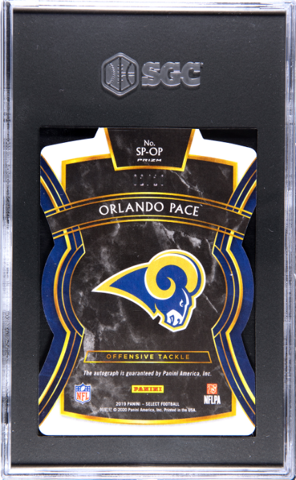 2019 Panini Select #SP-OP Orlando Pace Sigs. Tie-Dye Die-Cut Prizm 2/10 SGC 8-2