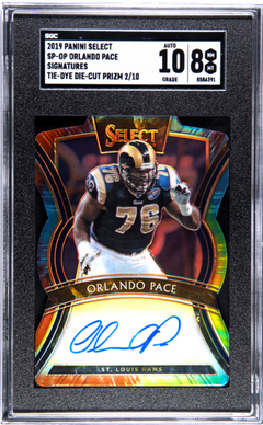 2019 Panini Select #SP-OP Orlando Pace Sigs. Tie-Dye Die-Cut Prizm 2/10 SGC 8-1