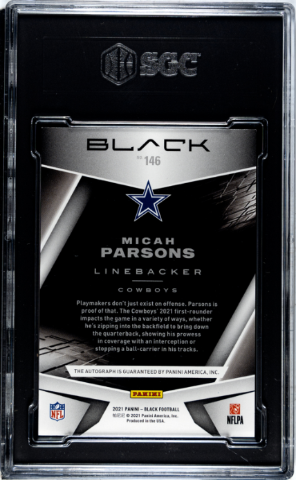 2021 Panini Black #146 Micah Parsons Auto. Silver 8/50 SGC 9-2