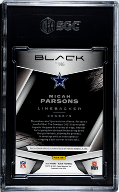 2021 Panini Black #146 Micah Parsons Auto. Silver 8/50 SGC 9-2