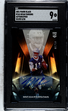 2021 Panini Black #146 Micah Parsons Auto. Silver 8/50 SGC 9-1