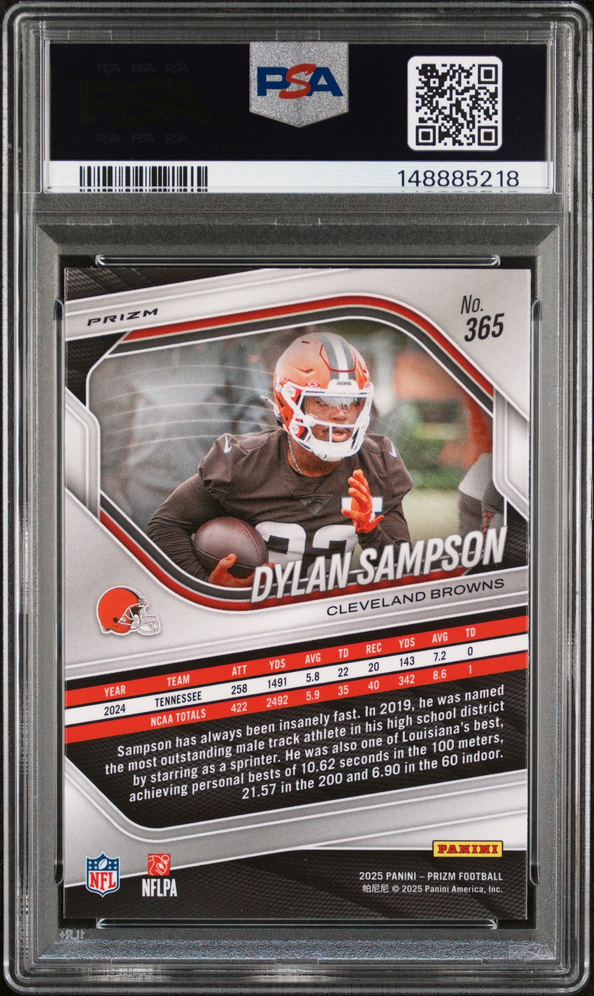 2025 Panini Prizm #365 Dylan Sampson Tiger Stripe Choice PSA 9