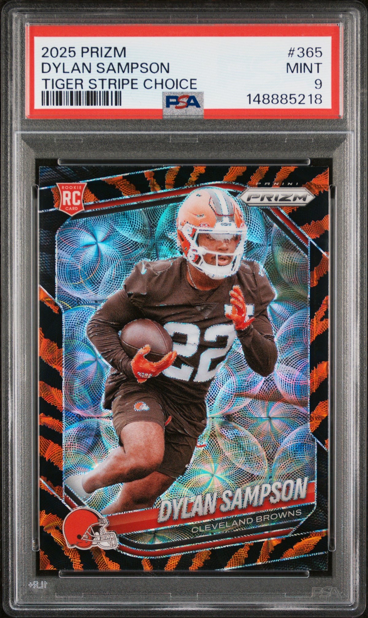 2025 Panini Prizm #365 Dylan Sampson Tiger Stripe Choice PSA 9