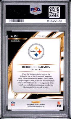 2025 Panini Select #251 Derrick Harmon Zebra Shock PSA 9-2