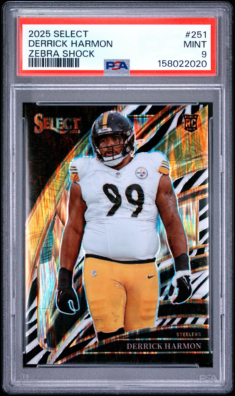 2025 Panini Select #251 Derrick Harmon Zebra Shock PSA 9-1