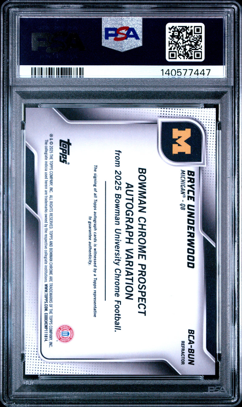 2025 Bowman University Chrome Bryce Underwood Prospect Refractor Auto 203/299 PSA 9-2
