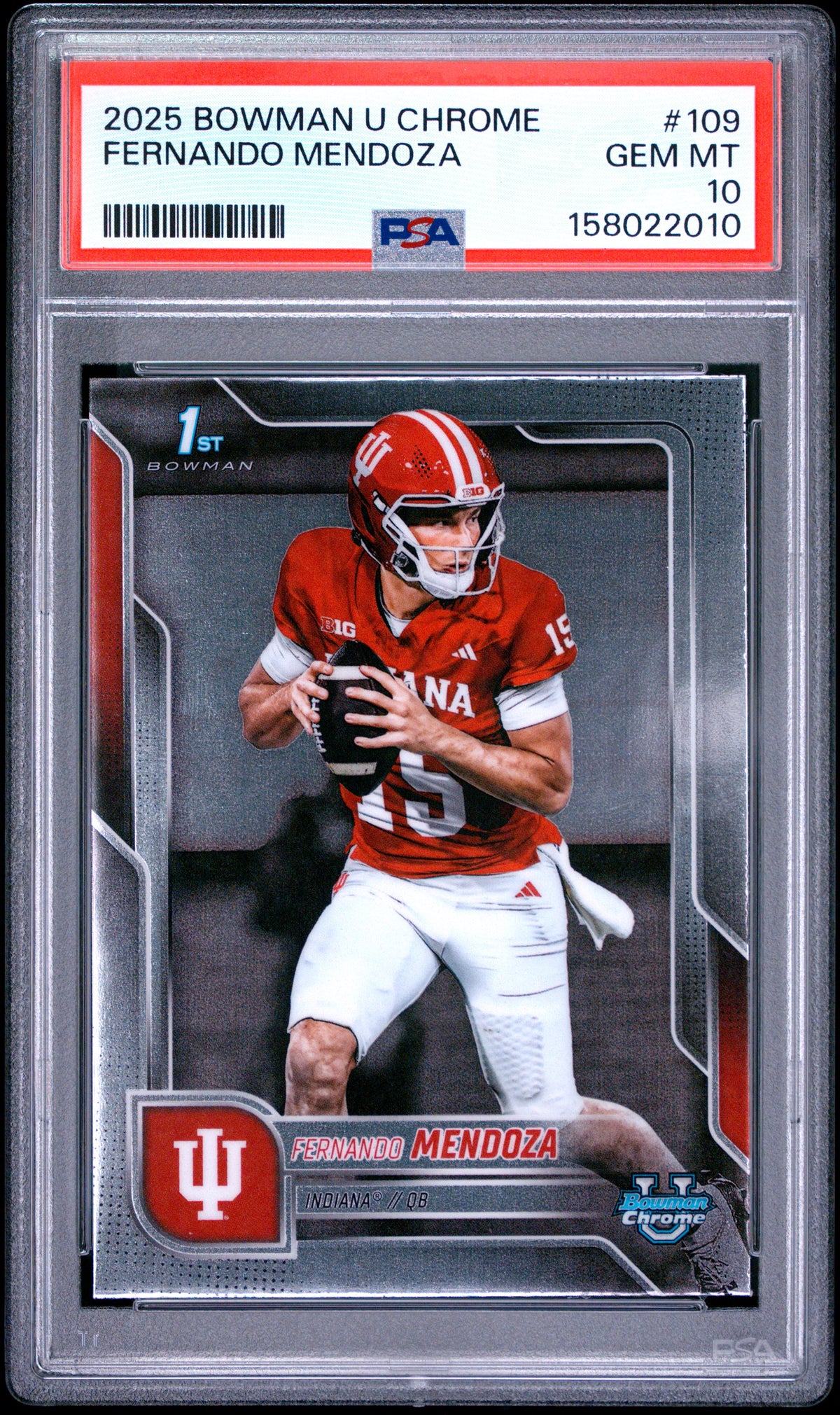 2025 Bowman University Chrome #109 Fernando Mendoza PSA 10
