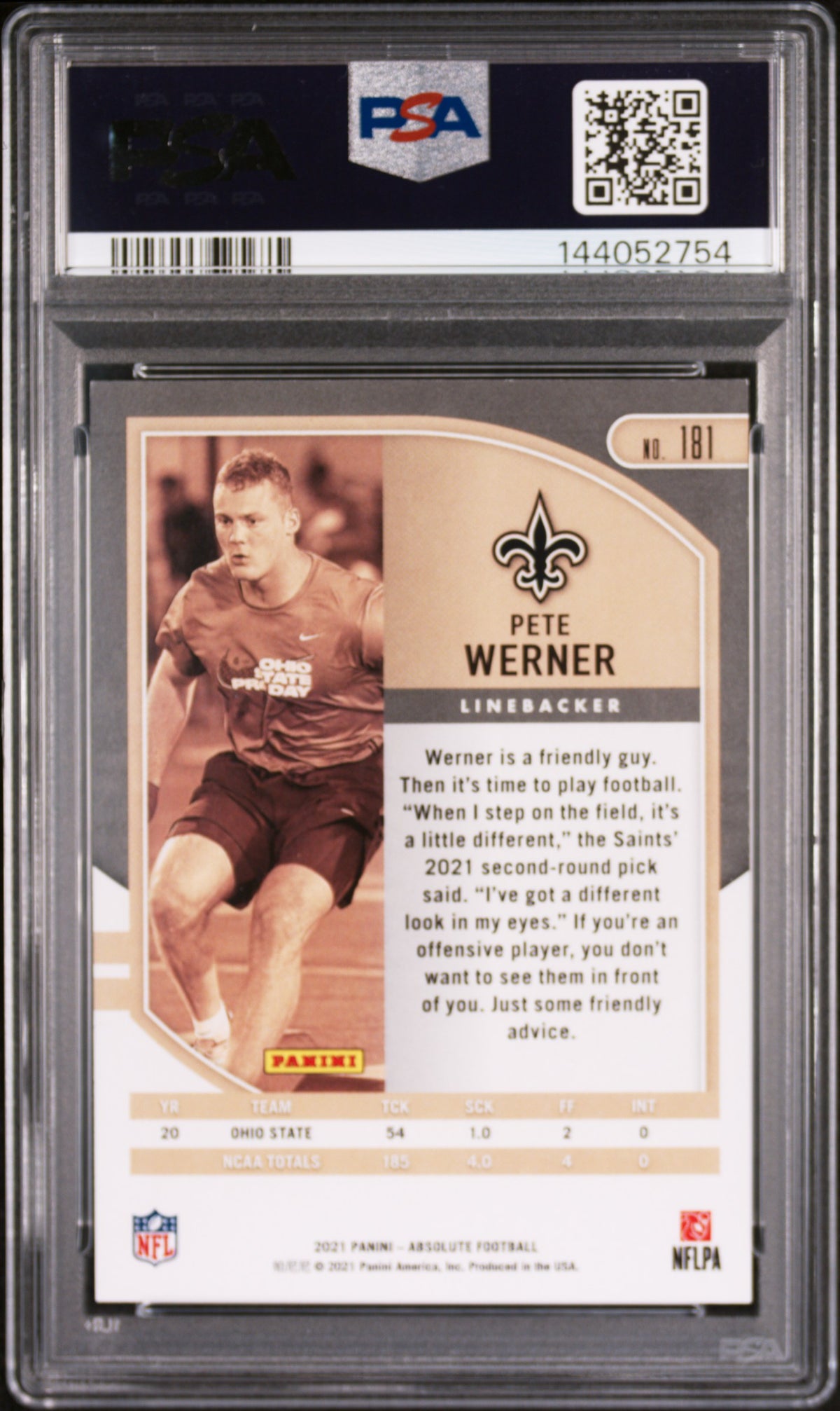 2021 Panini Absolute #181 Pete Werner Purple Rain 10/10 PSA 8