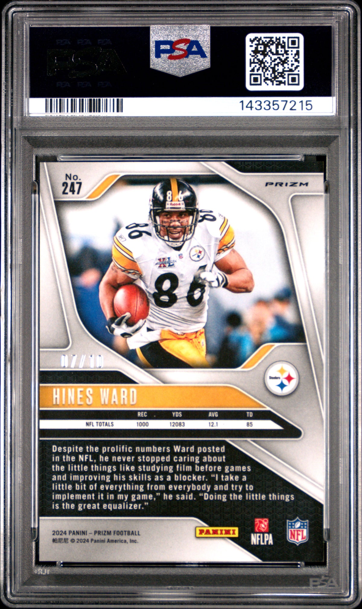 2024 Panini Prizm #247 Hines Ward Gold Shimmer 7/10 PSA 10