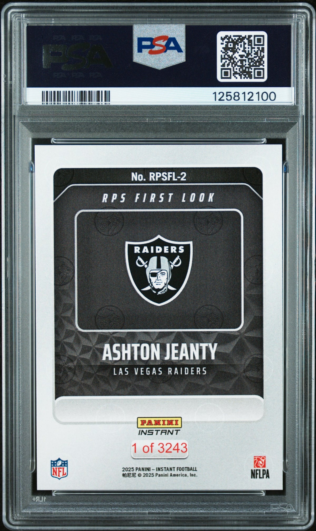2025 Panini Instant Nfl Rps First Look #RPSFL2 Ashton Jeanty PSA 10-2