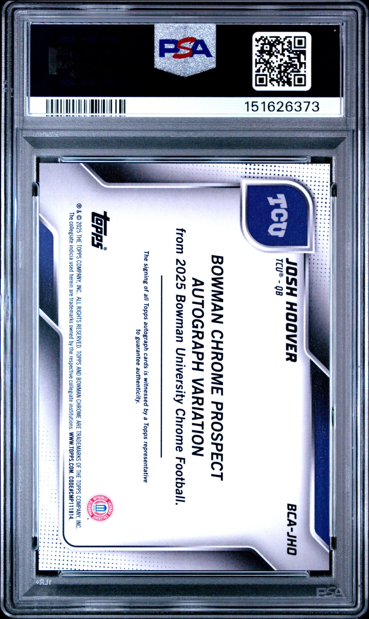 2025 Bowman University Chrome Bowman Chrome Prospect Autographs #JHO Josh Hoover PSA 9
