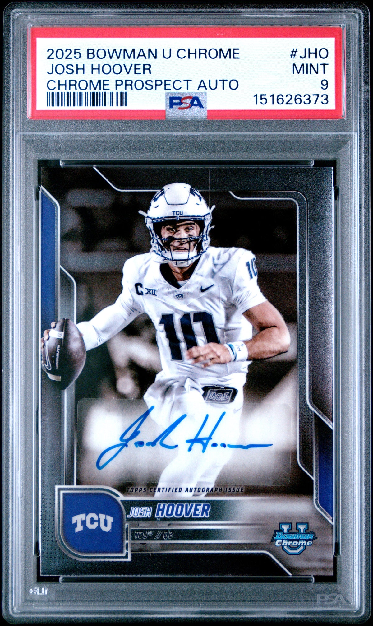 2025 Bowman University Chrome Bowman Chrome Prospect Autographs #JHO Josh Hoover PSA 9