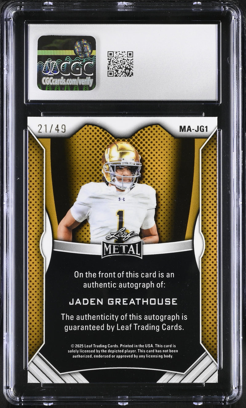 Jaden Greathouse Silver Shimmer 21/49 2025 Web Exclusives Metal Autographs #MA-JG1 CGC 9.5 Auto 10-2