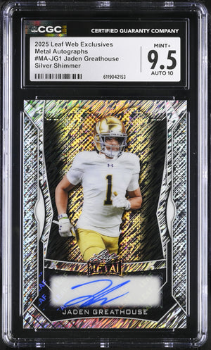 Jaden Greathouse Silver Shimmer 21/49 2025 Web Exclusives Metal Autographs #MA-JG1 CGC 9.5 Auto 10
