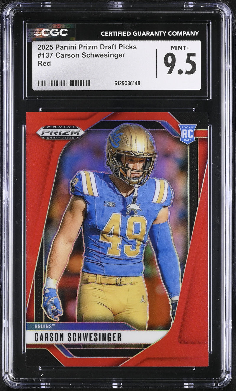 Carson Schwesinger Red 278/399 2025 Prizm Draft Picks #137 CGC 9.5-1