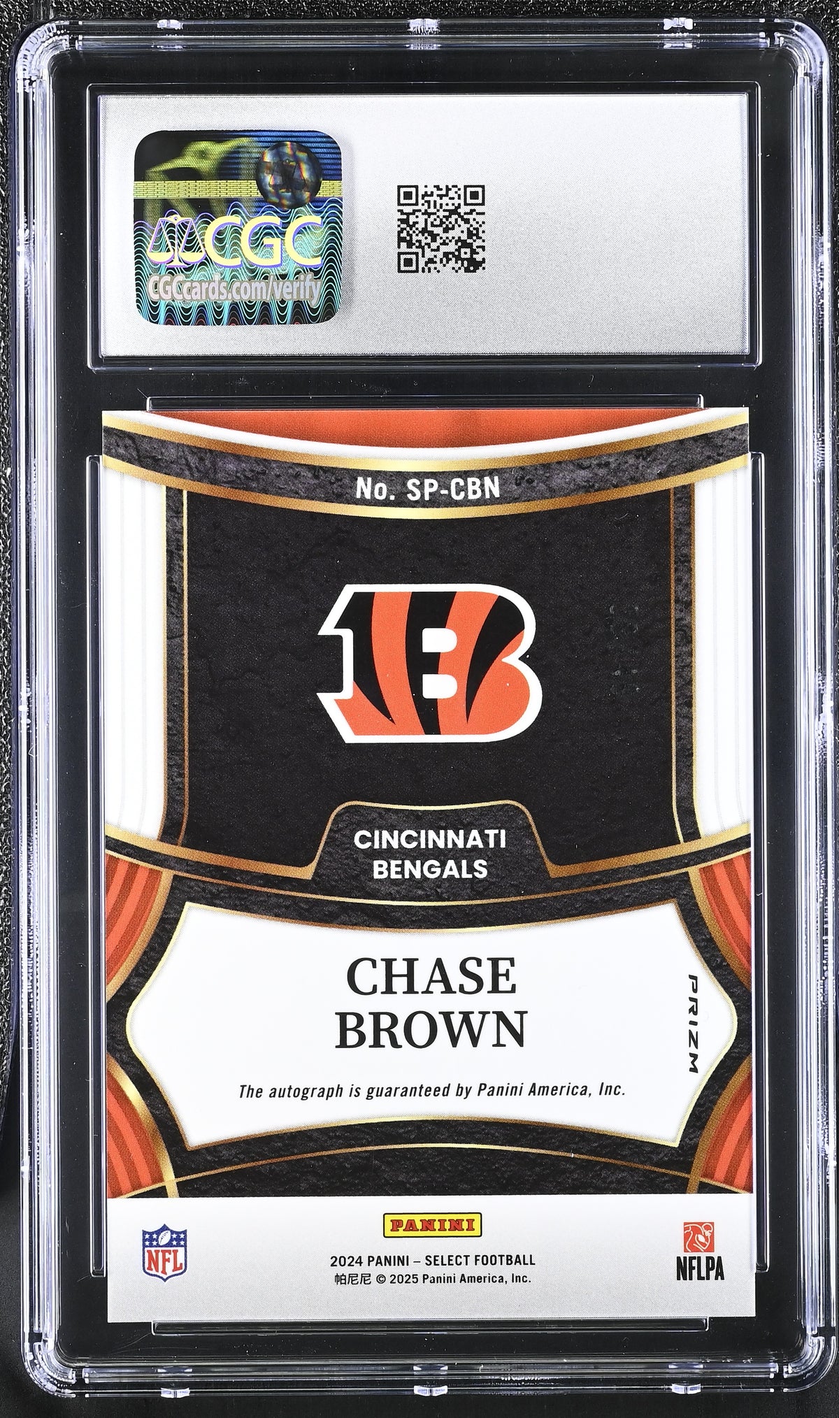 Chase Brown Light Blue 39/49 2024 Select Signatures #SP-CBN CGC 10 Auto 10-2