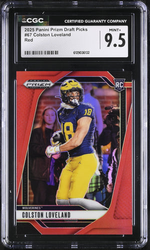Colston Loveland Red 242/399 2025 Prizm Draft Picks #67 CGC 9.5