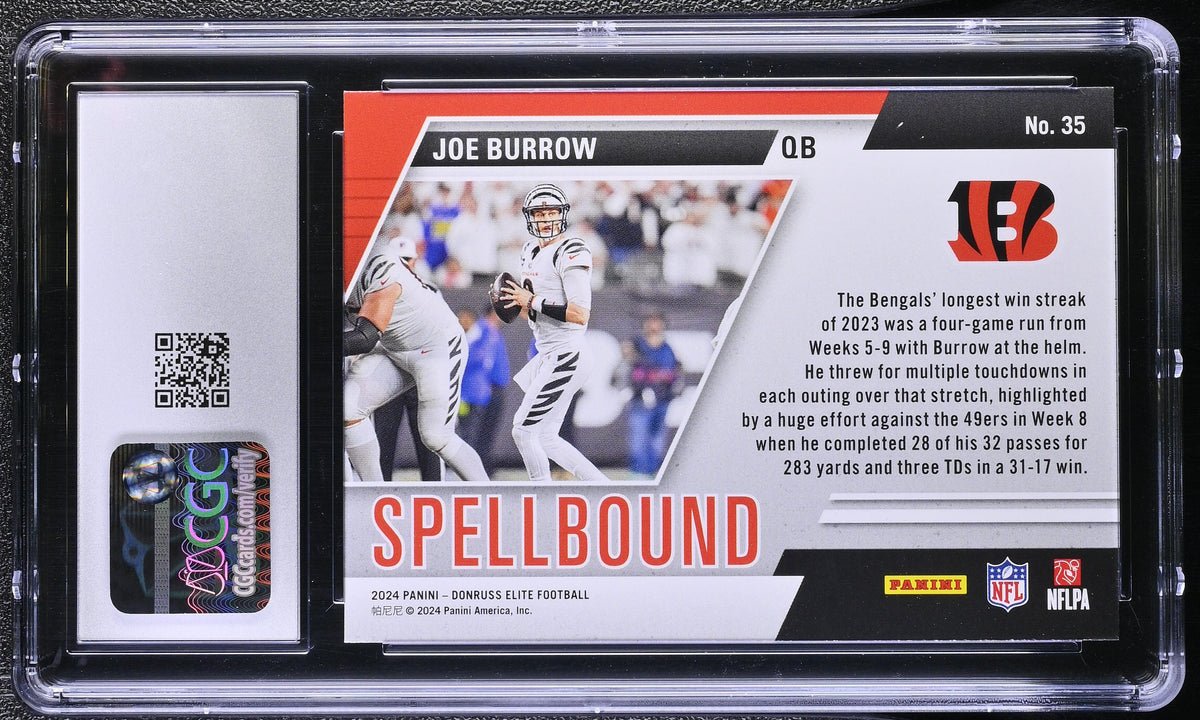 Joe Burrow 2024 Donruss Elite Green Spellbound #35 CGC 10