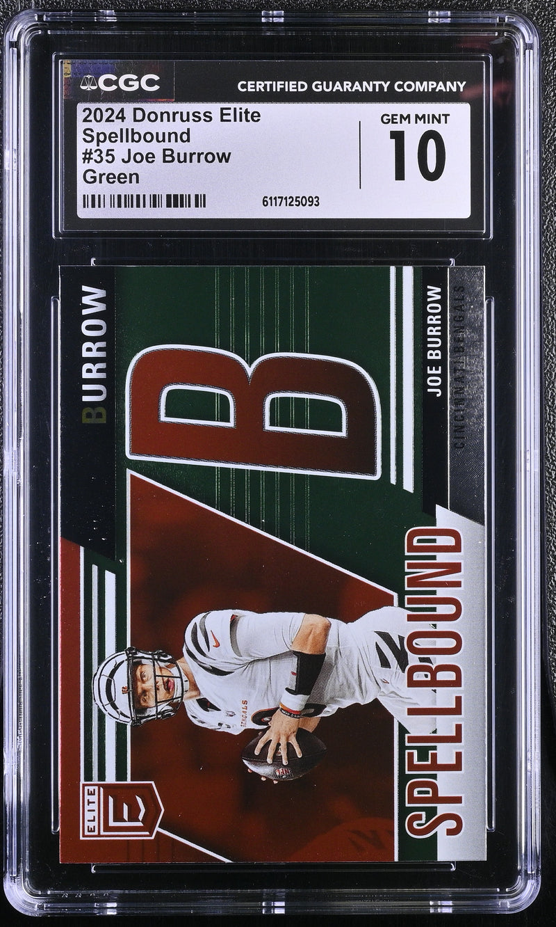 Joe Burrow 2024 Donruss Elite Green Spellbound #35 CGC 10-1