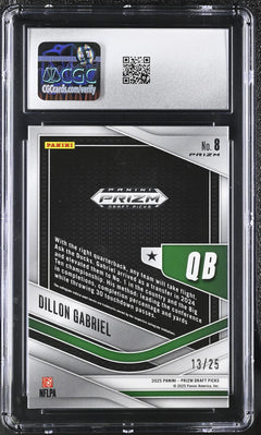 Dillon Gabriel Mojo 13/25 2025 Prizm Draft Picks Trophy Hunting #8 CGC 10-2