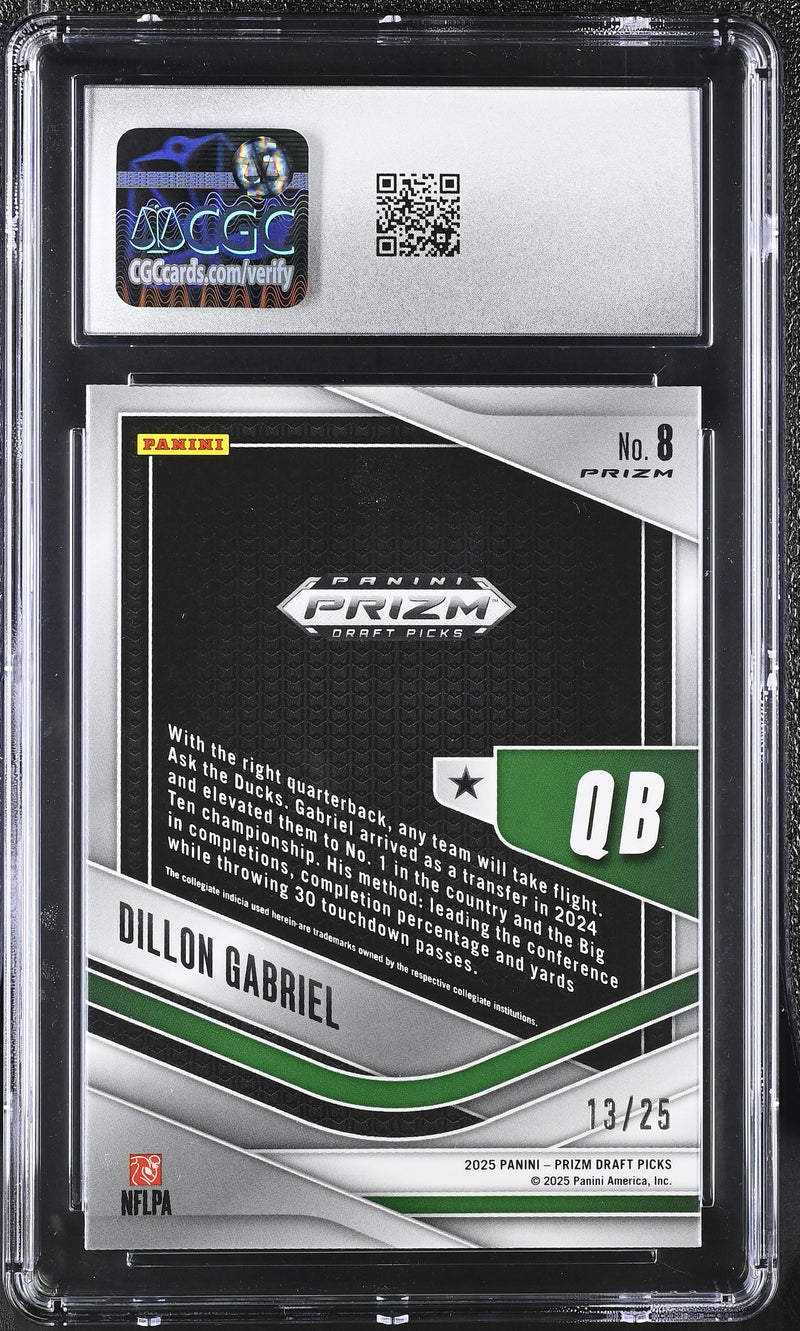 Dillon Gabriel Mojo 13/25 2025 Prizm Draft Picks Trophy Hunting #8 CGC 10-2