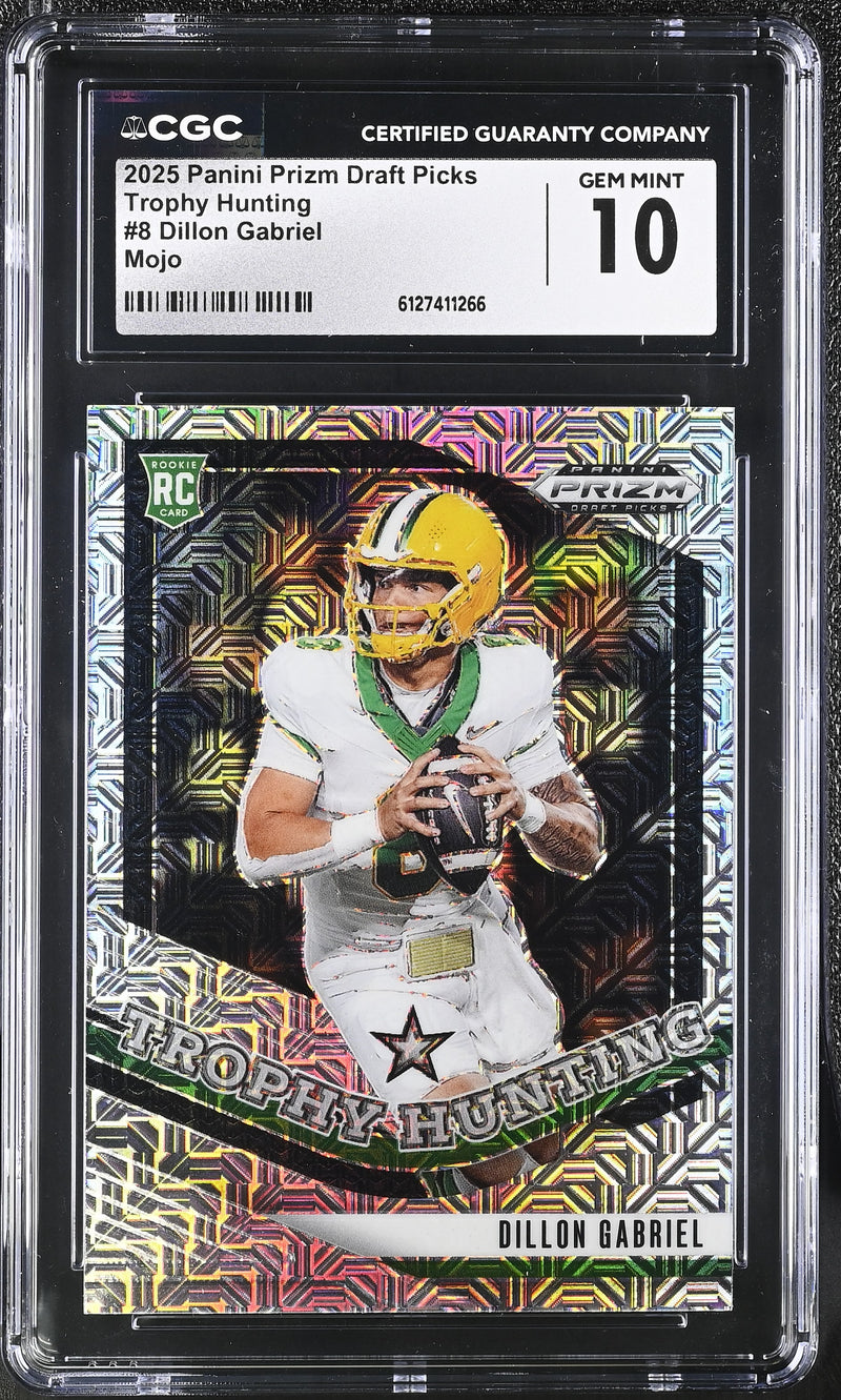 Dillon Gabriel Mojo 13/25 2025 Prizm Draft Picks Trophy Hunting #8 CGC 10-1