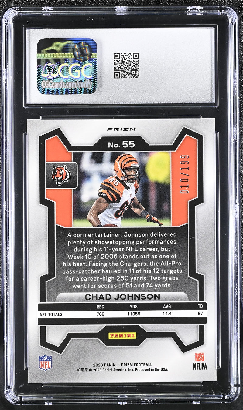 Chad Johnson Blue Wave 10/199 2023 Prizm #55 CGC 10-2