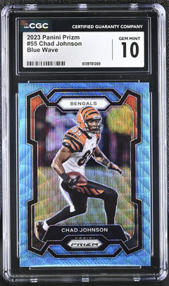 Chad Johnson Blue Wave 10/199 2023 Prizm #55 CGC 10-1