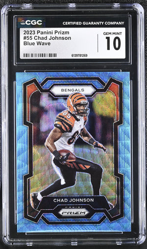 Chad Johnson Blue Wave 10/199 2023 Prizm #55 CGC 10