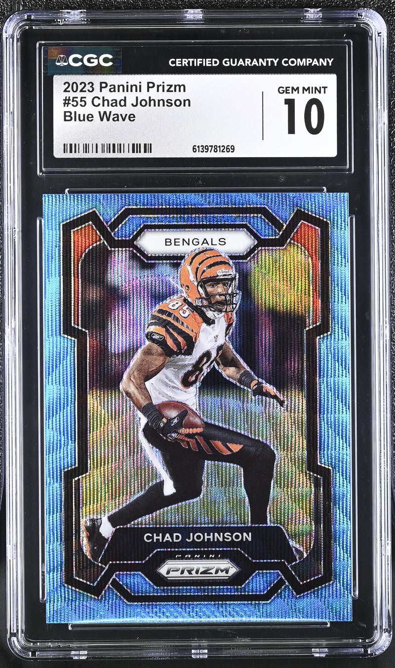 Chad Johnson Blue Wave 10/199 2023 Prizm #55 CGC 10-1