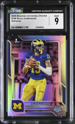 Bryce Underwood Refractor 2025 University Chrome #196 CGC 9-1