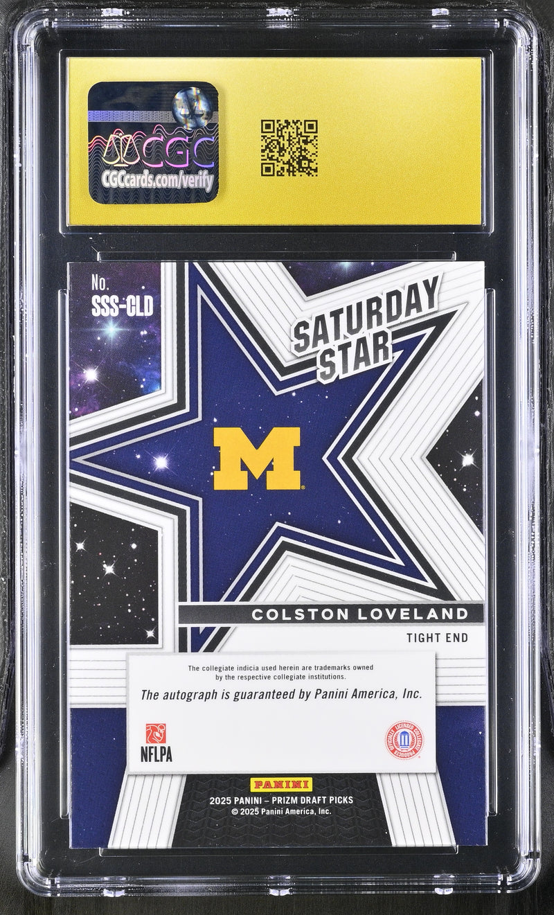 Colston Loveland 2025 Prizm Draft Picks Saturday Star Signatures #SSS-CLD CGC Pristine 10-2