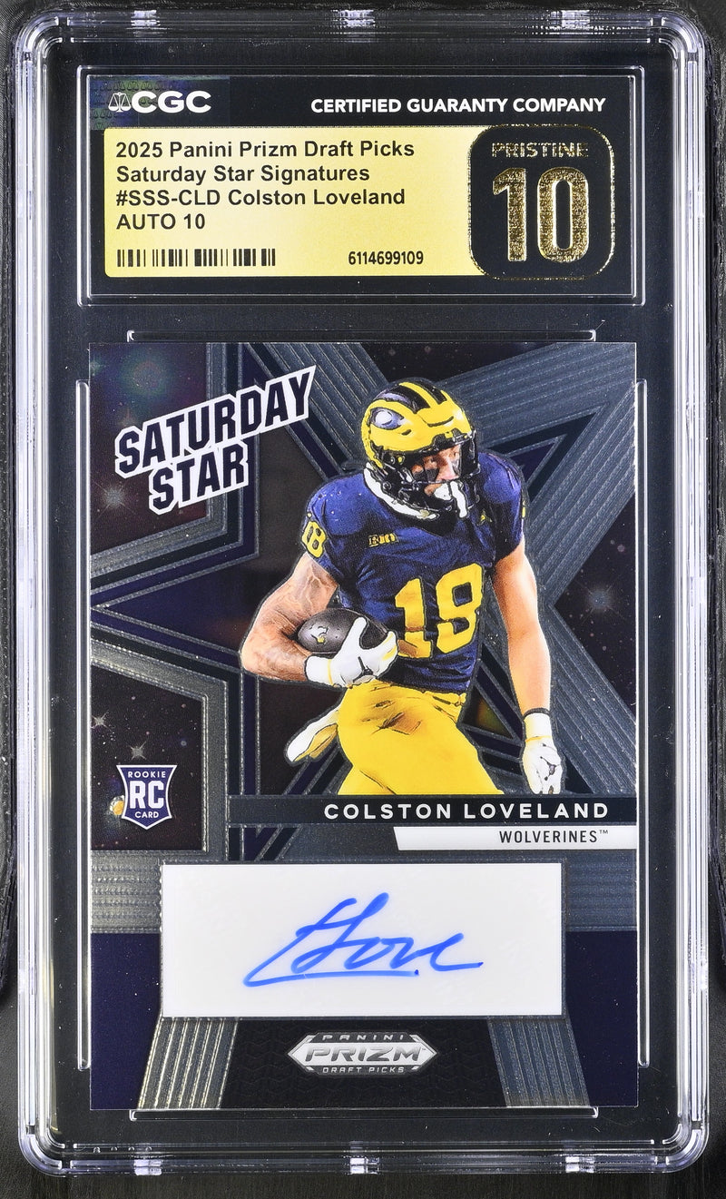 Colston Loveland 2025 Prizm Draft Picks Saturday Star Signatures #SSS-CLD CGC Pristine 10-1