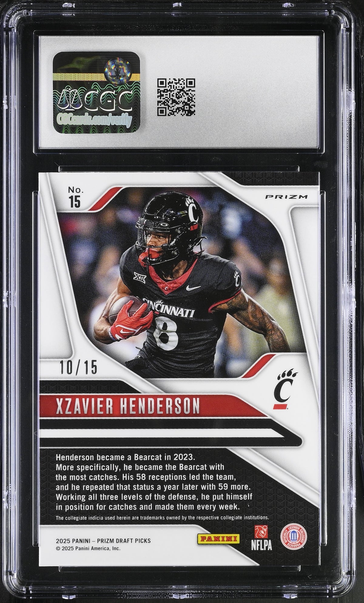 Xzavier Henderson Gold Shimmer 10/15 2025 Prizm Draft Picks #15 CGC 10-2